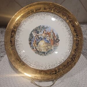 23k Gold Warranted Crest-O-Gold Hand Painted 10.25" Plate